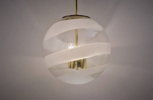 Limburg glass ball pendant, Murano glass & brass, 1970`s ca, German